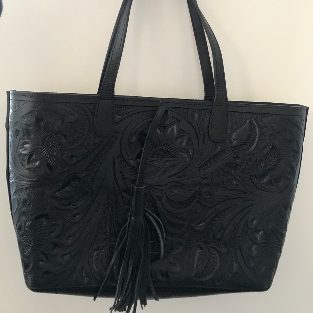 Black hand crafted Mexican leather tote